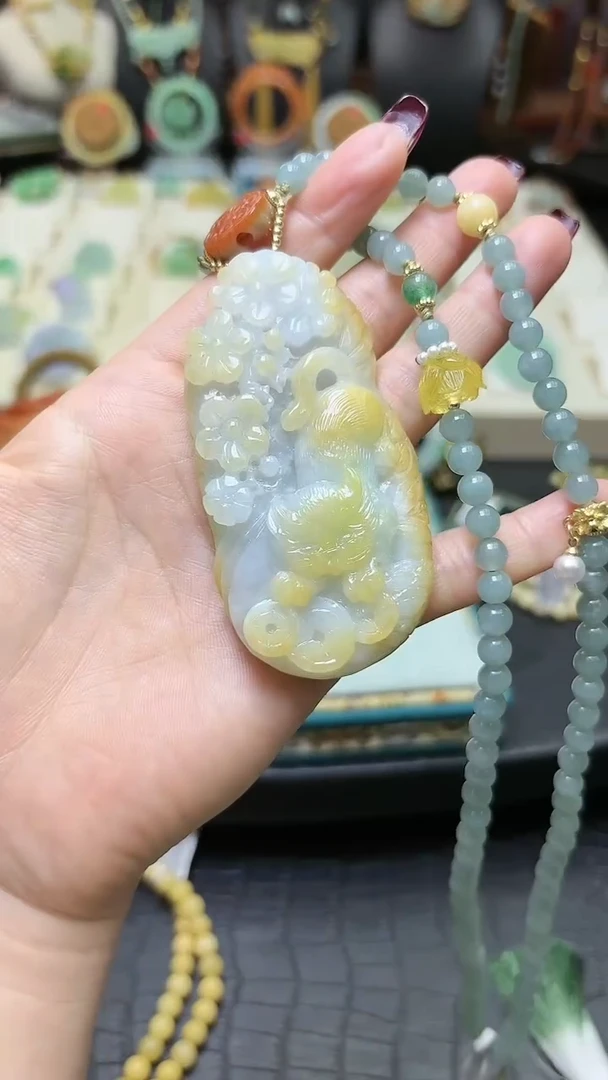 【闪购商品】翡翠颈饰未镶嵌翡翠猫咪毛衣链