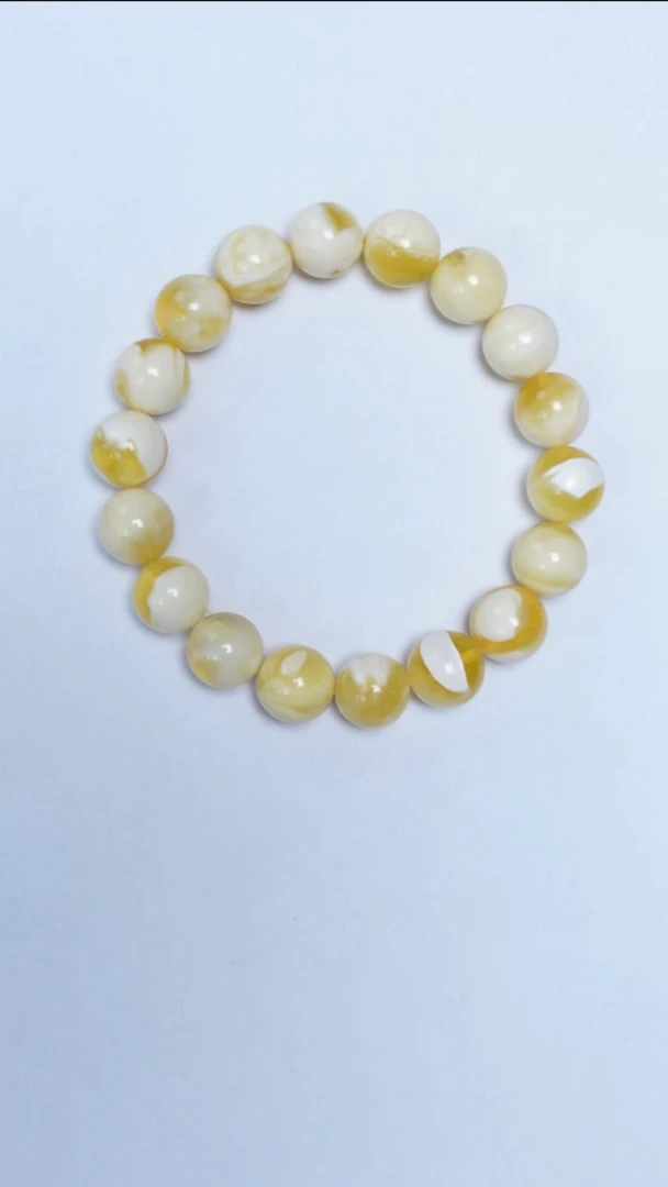 手链蜜蜡未镶嵌金妖白圆珠手串11mm