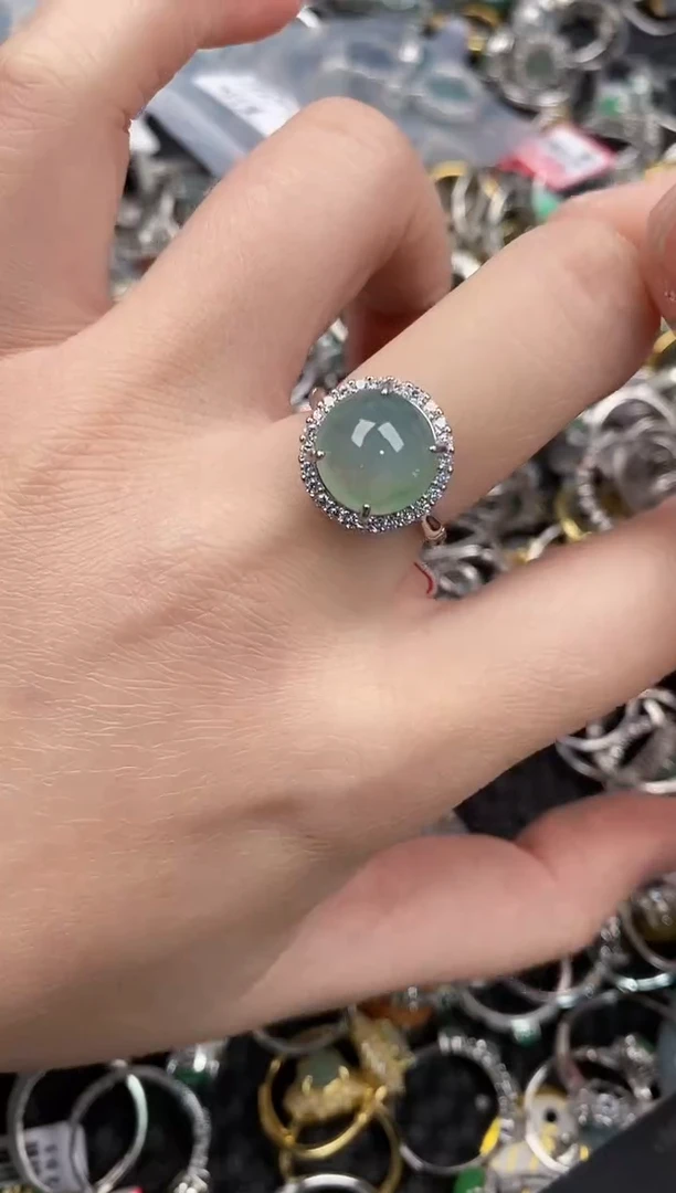 银S925镶嵌戒指翡翠333            5