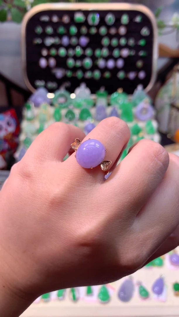 【闪购商品】翡翠戒指18K金镶嵌缅甸天然A货翡翠