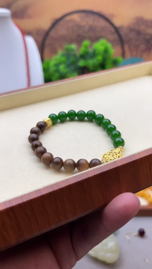 手链14K金镶嵌和田玉S609