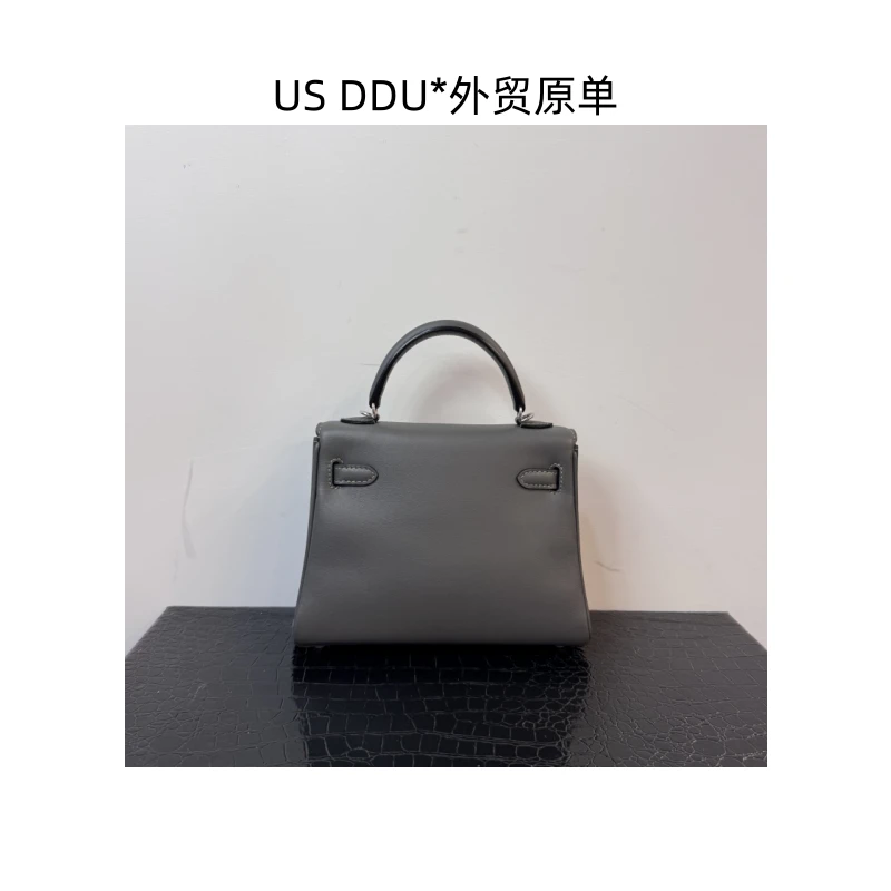 H 石墨灰银扣凯莉20内缝swift皮手提包1311/D014