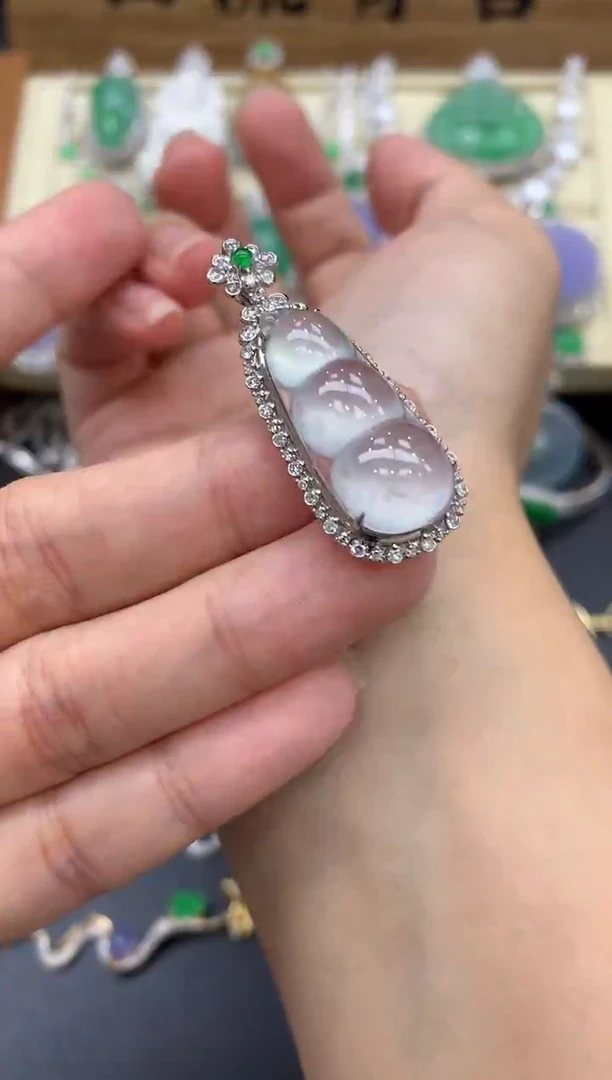 翡翠18K金镶嵌颈饰593-中国好珍宝