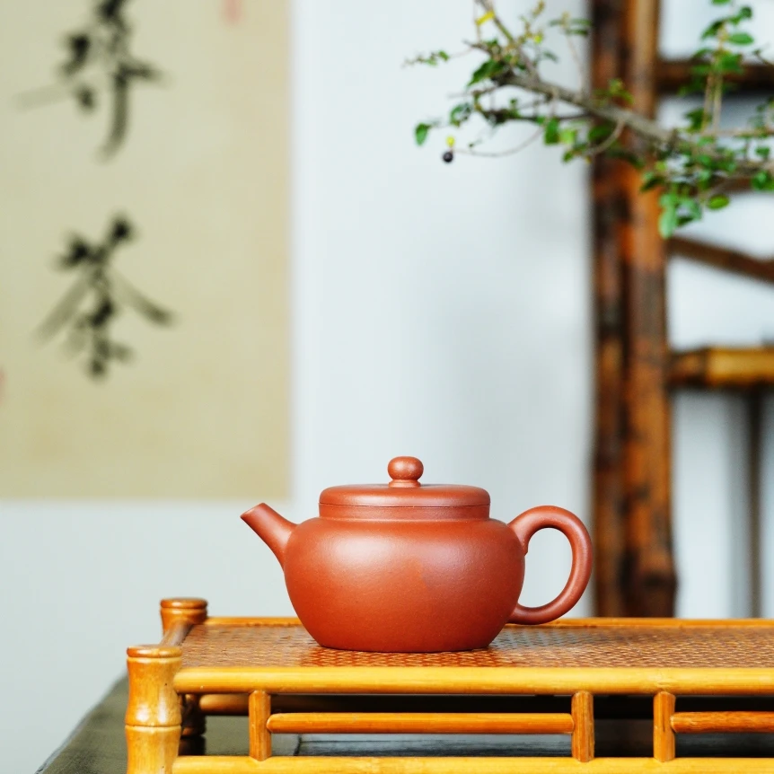 梅和柳福圆壶160cc,原矿清水泥,梅和柳出品 紫砂壶