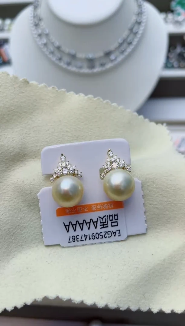 银S925镶嵌耳饰海水珍珠w105