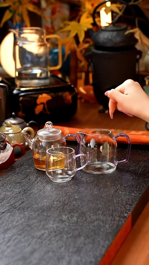 暗香疏影/秦权小泡壶/粉海棠+秦权匀杯/浅粉+水月杯2入/浅粉