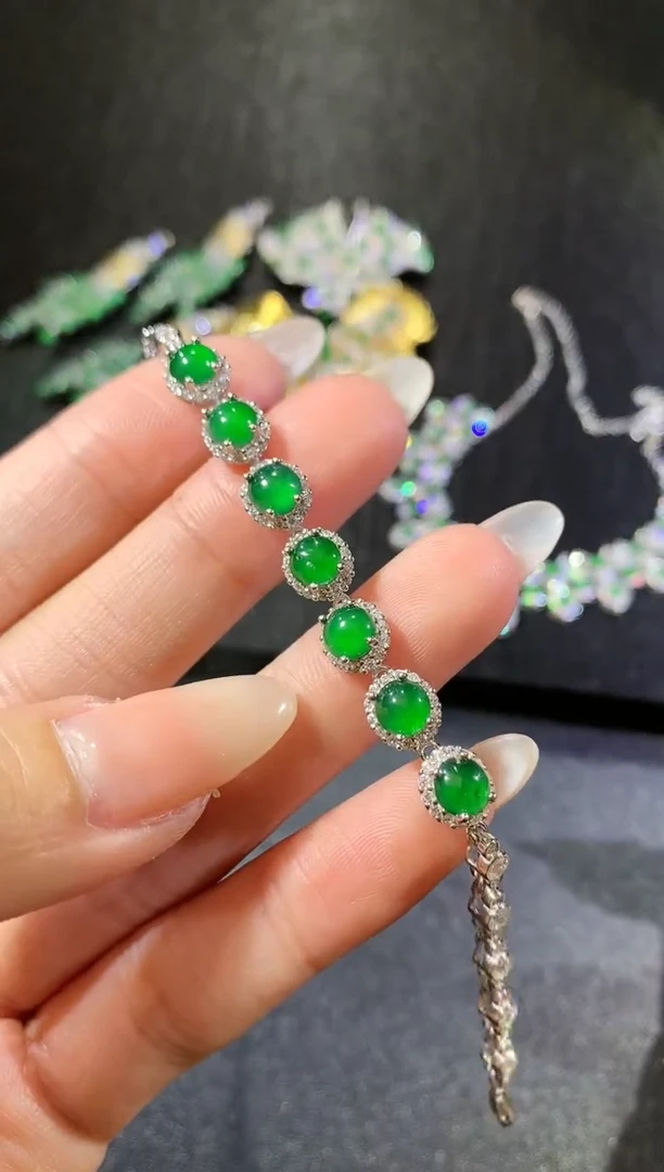 【闪购商品】翡翠手链银S925镶嵌223-手链