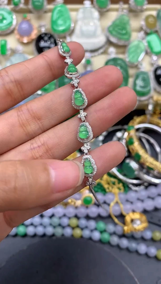 【闪购商品】翡翠手链18K金镶嵌259-中国好珍宝