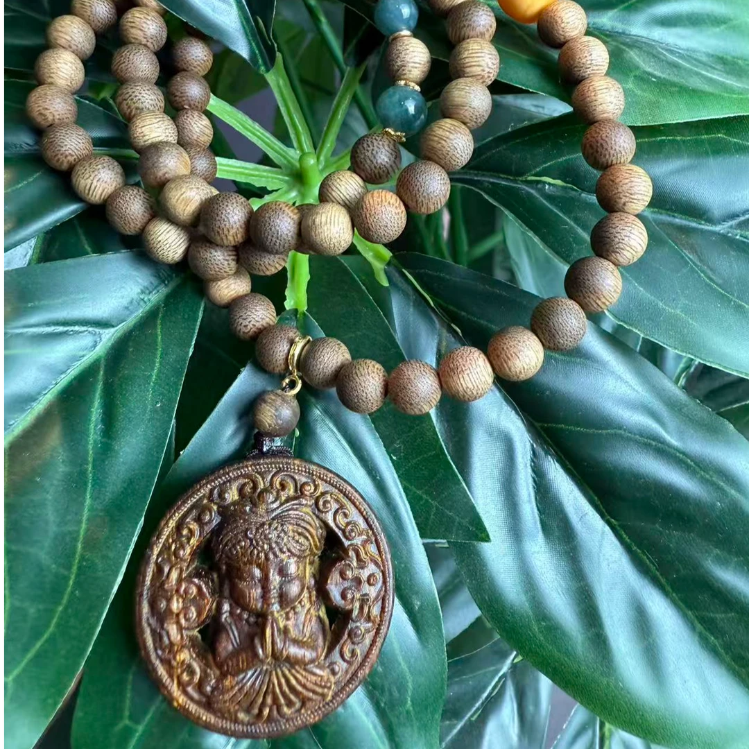 沉香越南芽庄黄棋楠06圆珠➕富森红土 熟结料 雕刻吊坠