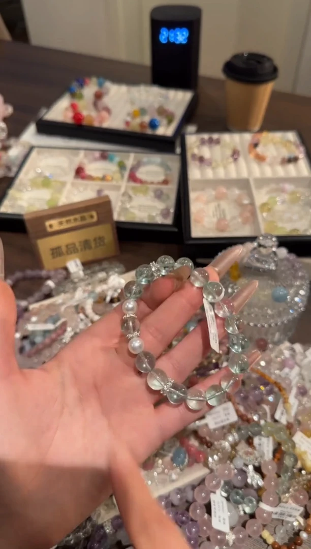 水晶手链合金绿萤石x618