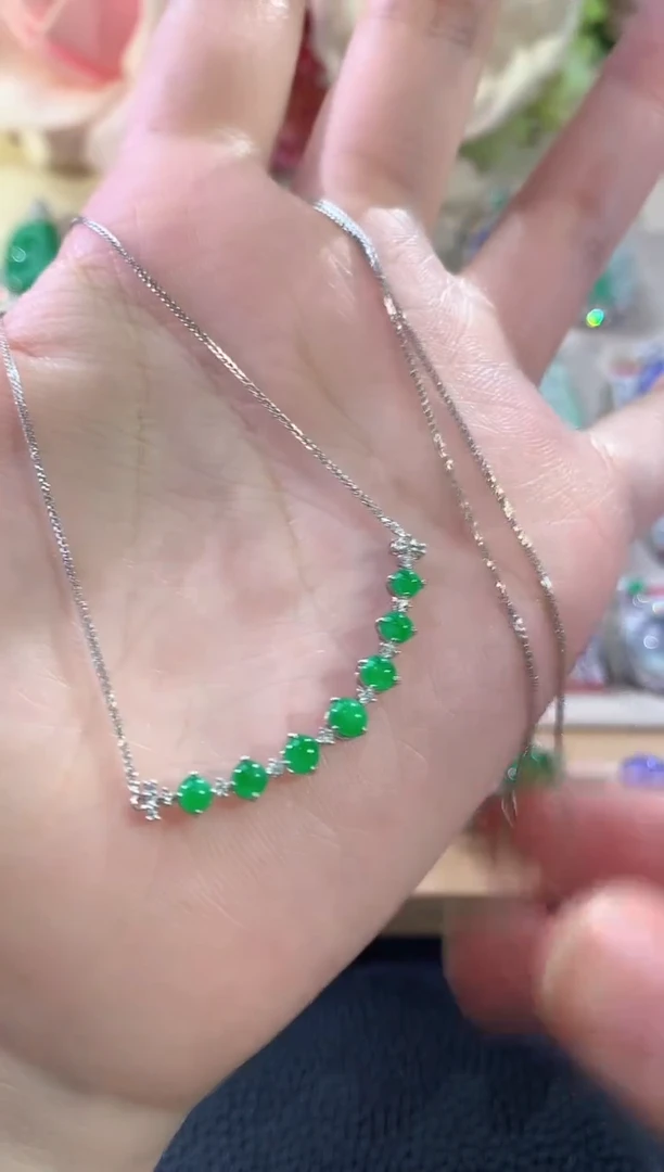 套链18K金镶嵌翡翠冬日珠宝多样性发货一件Q26