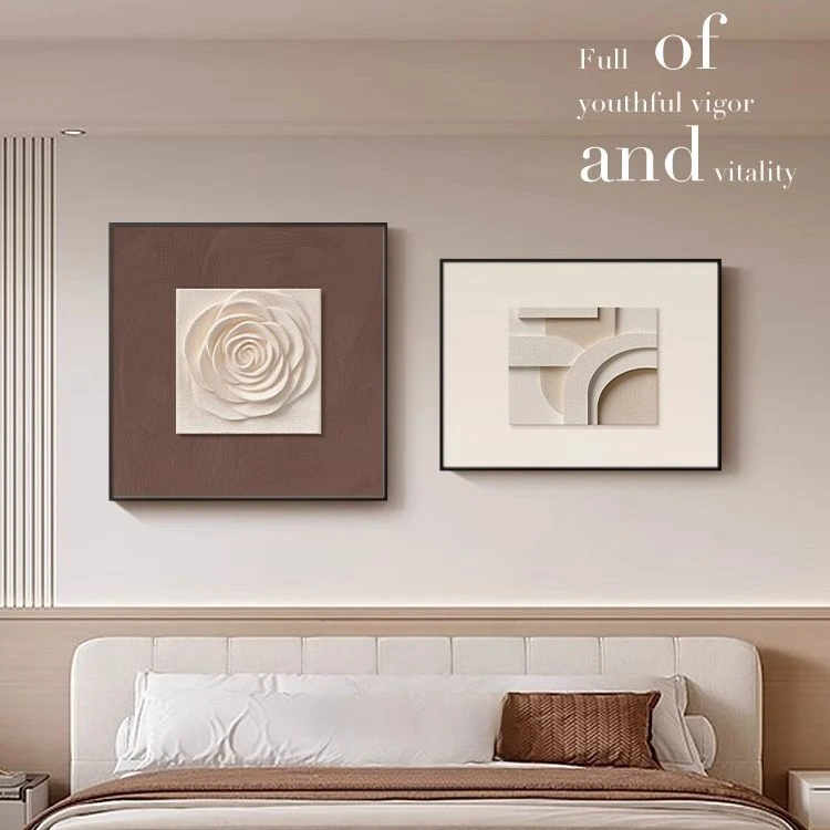 侘寂风卧室床头装饰画轻奢高级感主卧房间挂画抽象客厅餐厅墙壁画