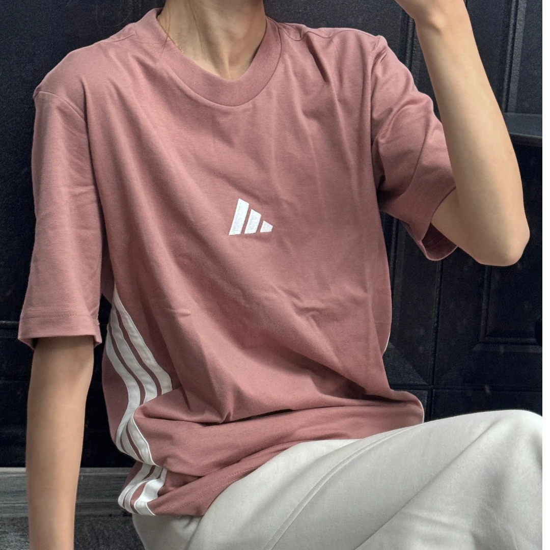 adidas阿迪达斯2025男女M 3S SJ T针织无领短T恤JE6395