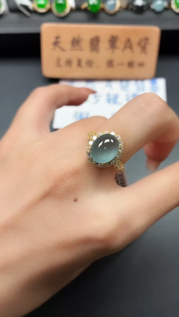 银S925镶嵌戒指翡翠111