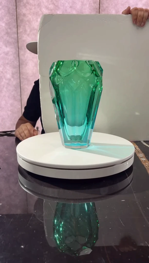 摆件CS0101016祖母绿湖水蓝冰花艺术琉璃花器