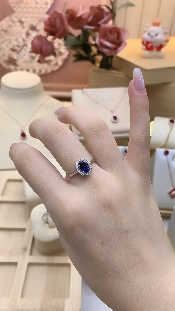 银S925镶嵌堇青石戒指娜莎
