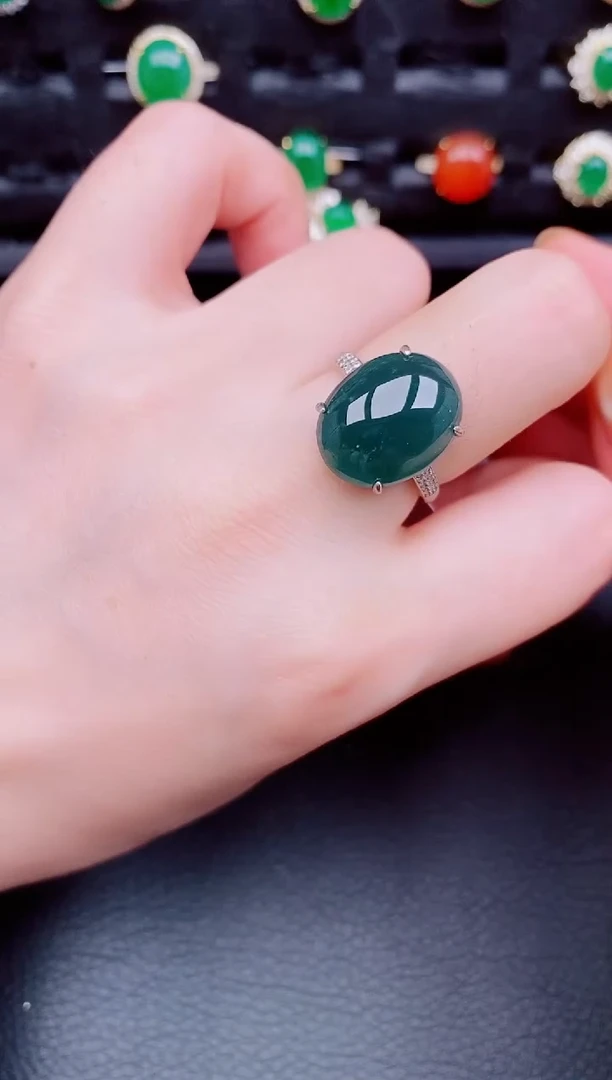 【闪购商品】翡翠戒指银S925镶嵌天然a货翡翠147