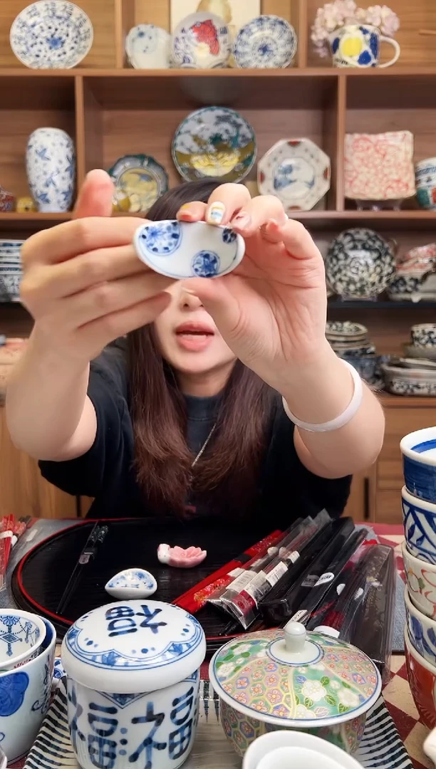 瓷片花伊万里 船型筷架