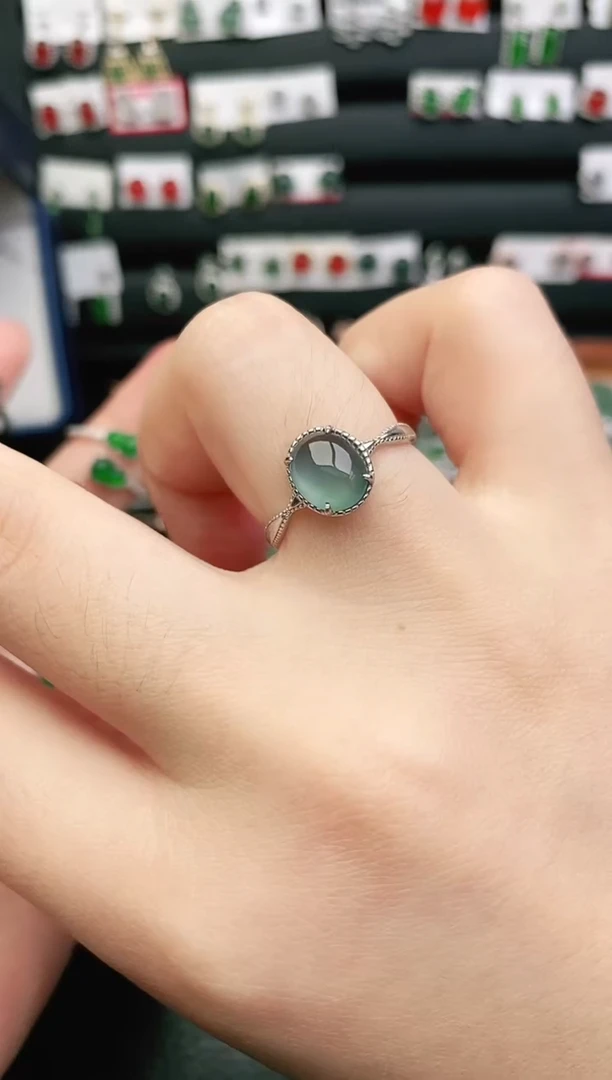 翡翠戒指银S925镶嵌戒指