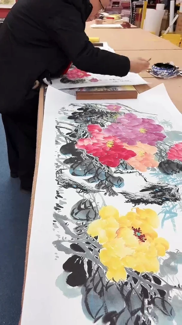 书法牡丹三尺单国强