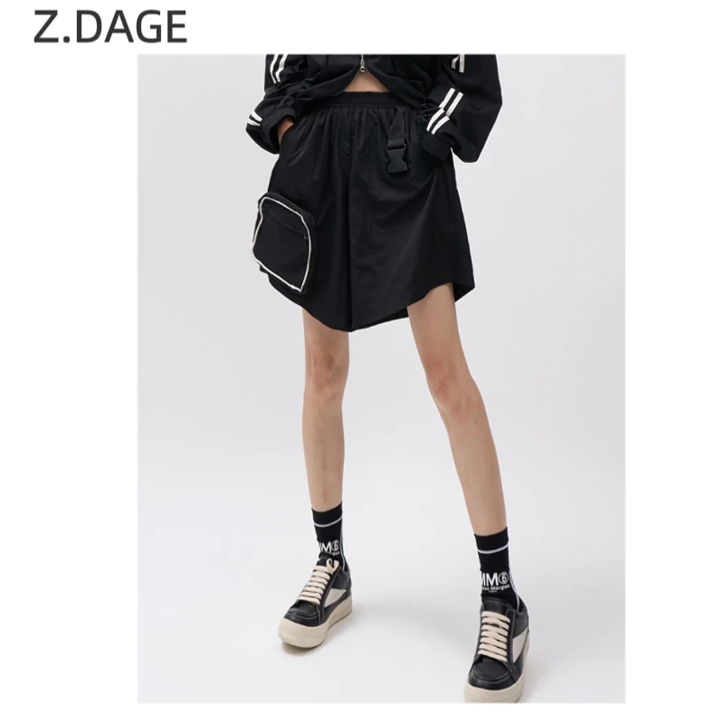 Z.DAGE“简约随性”复古时尚百搭显瘦运动黑色短裤女-ZEX6K3151