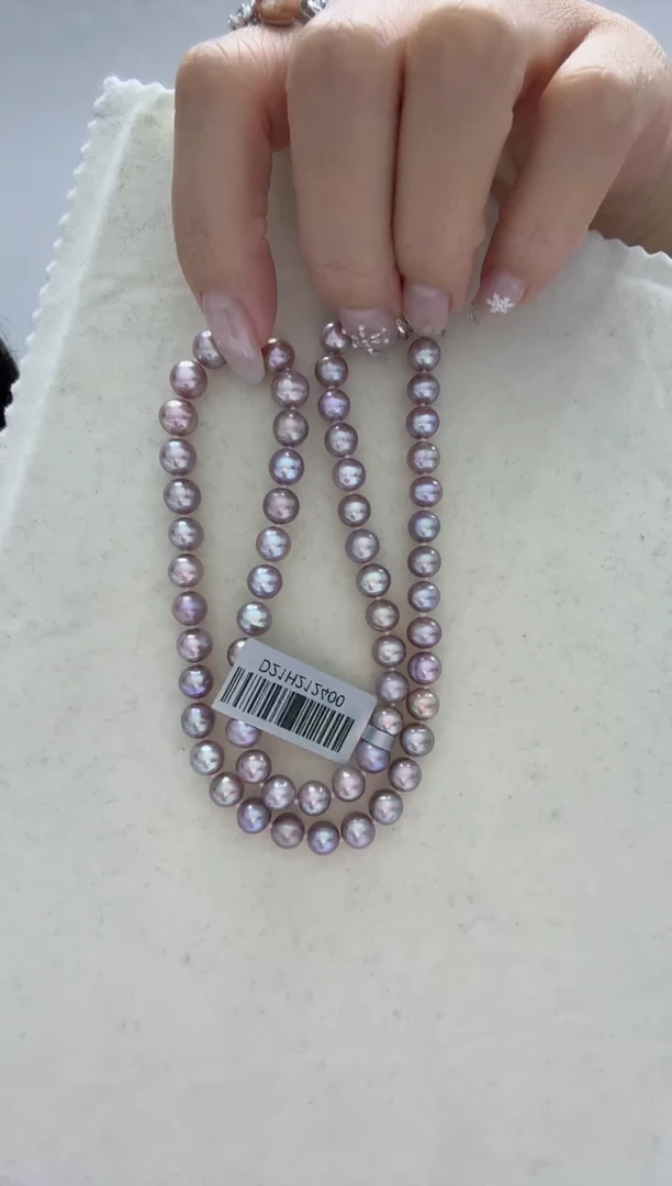 颈饰银S925镶嵌淡水珍珠银灰紫 无核 6.3-7.3