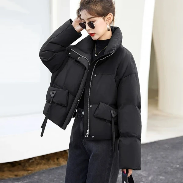 现货个性石墨烯短款羽绒服外套女韩版宽松宽松面包外套88779