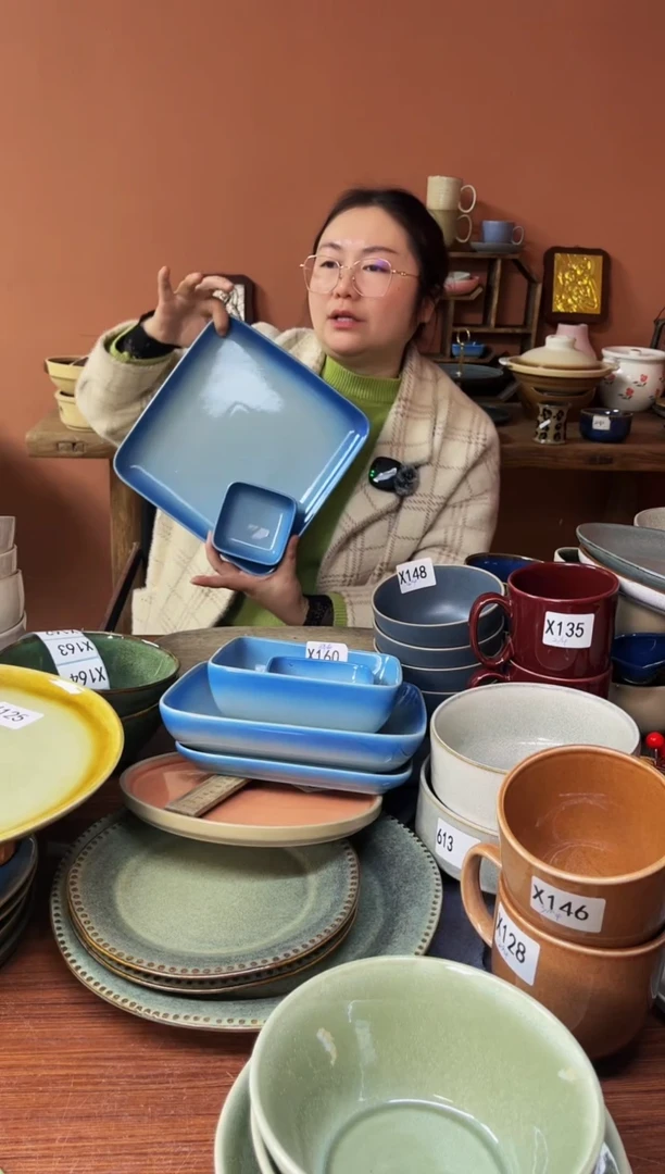 【闪购商品】碗X160  陶瓷方盘碗碟6件套微瑕