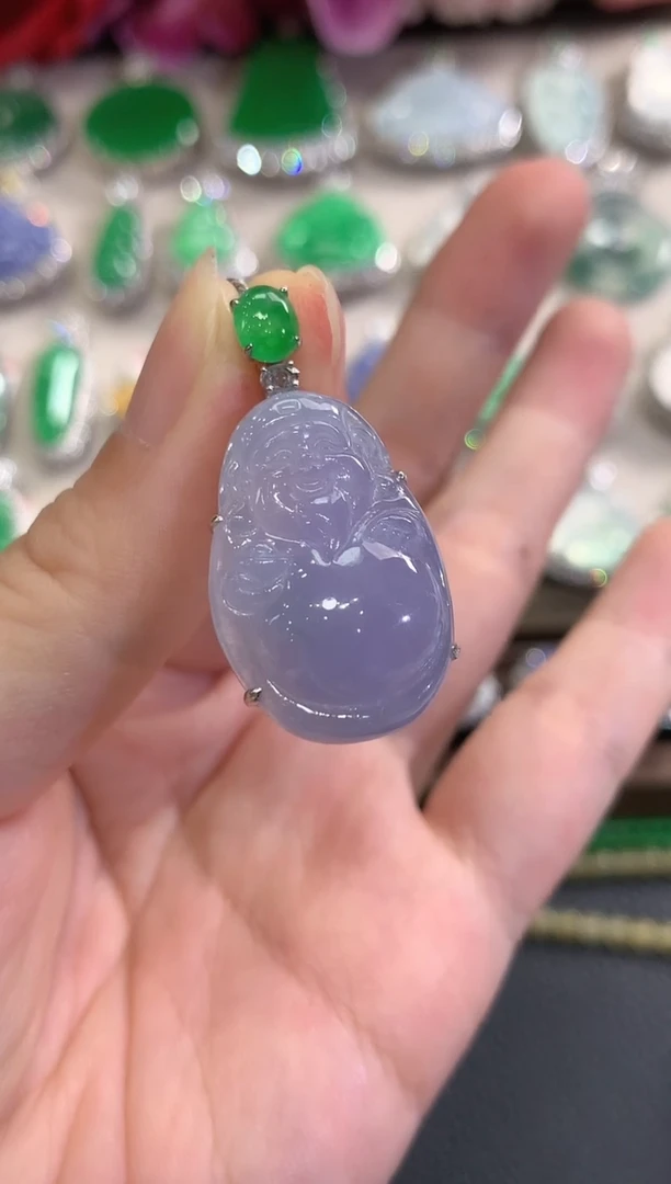 吊坠(不含链)18K金镶嵌翡翠春日珠宝 B62紫货有色差