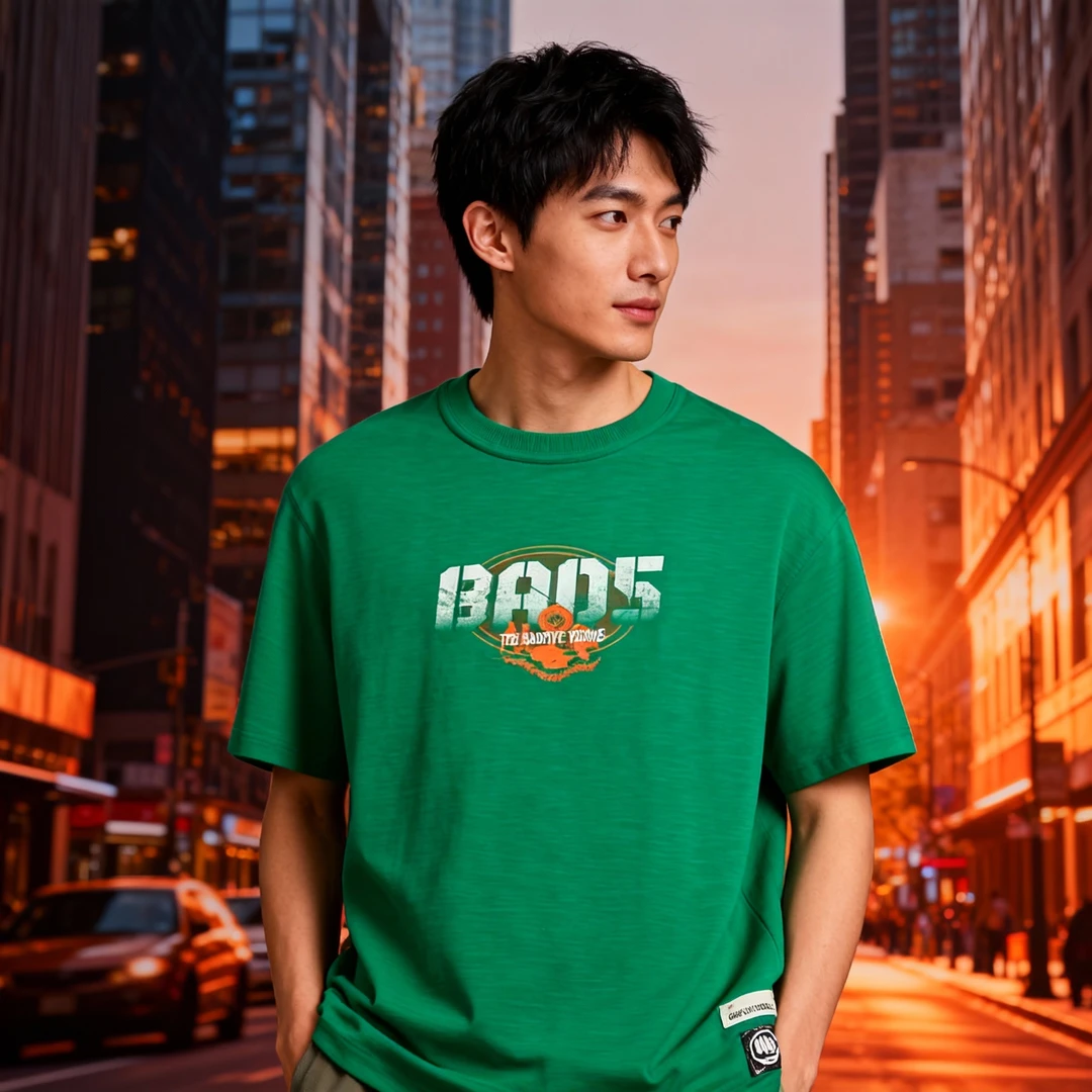 LI-NING/李宁秋季反伍系列宽松透气圆领纯棉短袖半袖AHSU565-B品