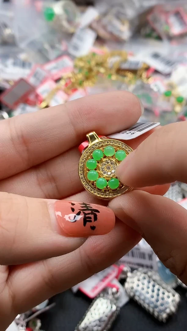 银S925镶嵌戒指翡翠天然A货缅甸翡翠