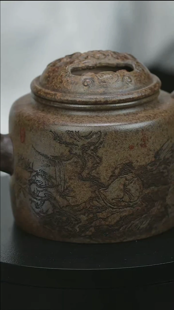 茶壶紫砂H1729王燕段泥镂空圆柱