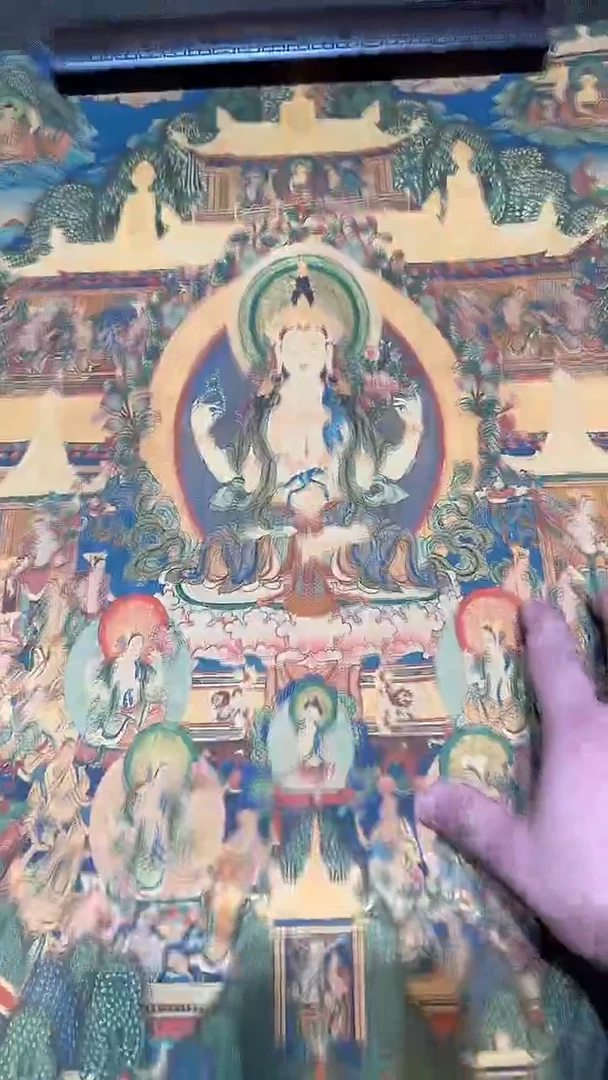 卷轴画【主播精品】高端卷轴画——唐卡029四臂观音