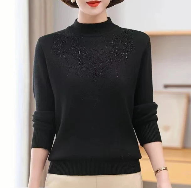 秋冬季新款妈妈款亮钻针织衫 H2281