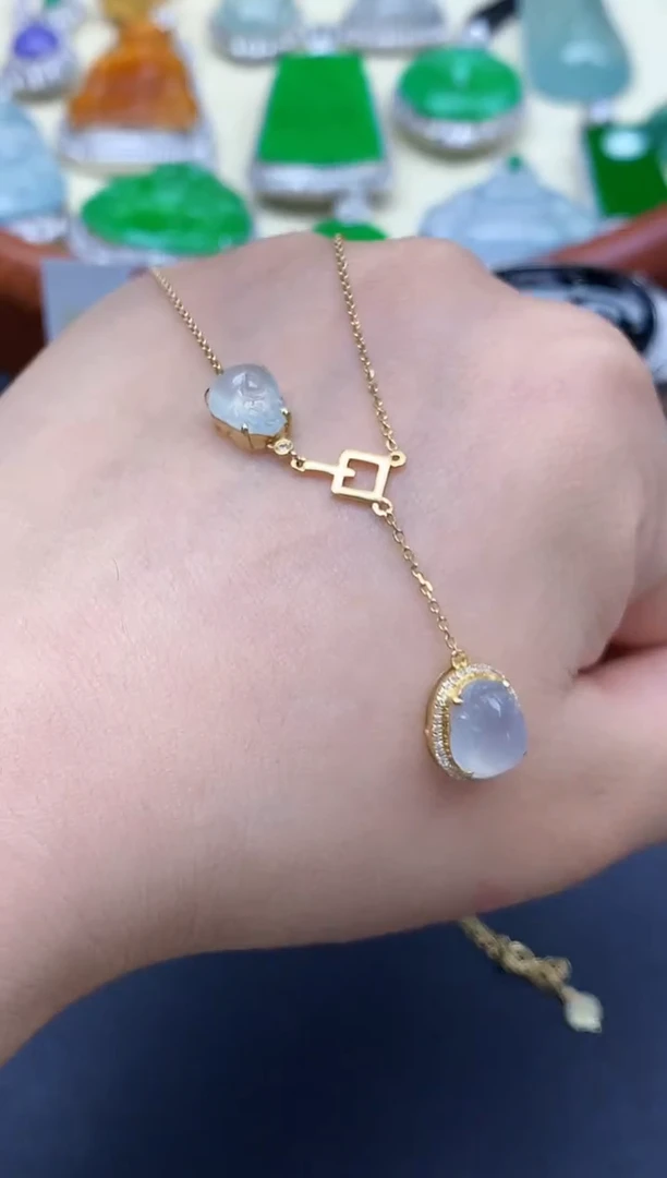 颈饰18K金镶嵌翡翠536-中国好珍宝