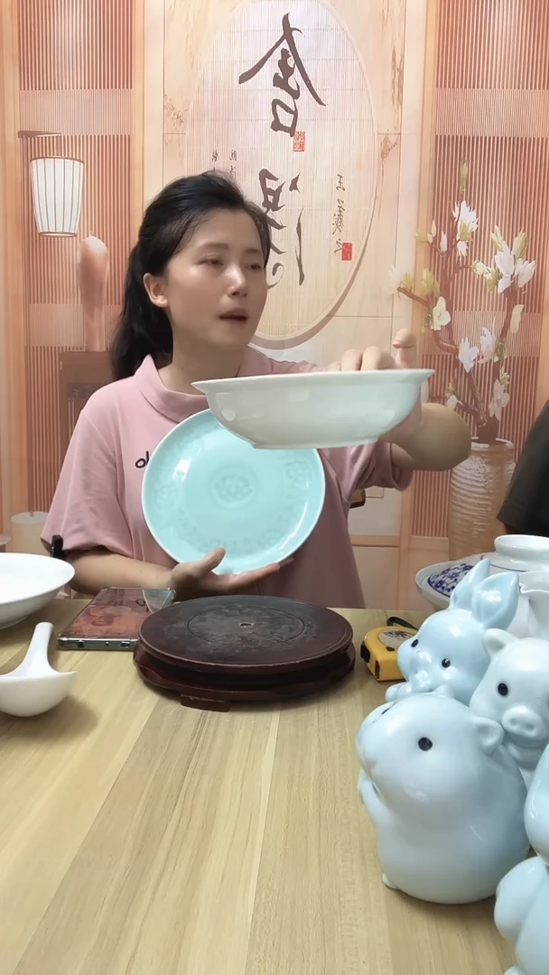 瓷白瓷护边汤盘3个