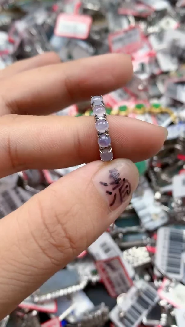 银S925镶嵌戒指翡翠天然A货缅甸翡翠