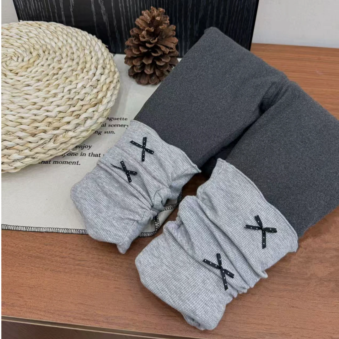 25深秋冬款-1000g加绒蚕丝羊毛裤脚堆堆打底裤 -80018