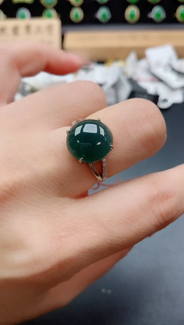 银S925镶嵌戒指翡翠1