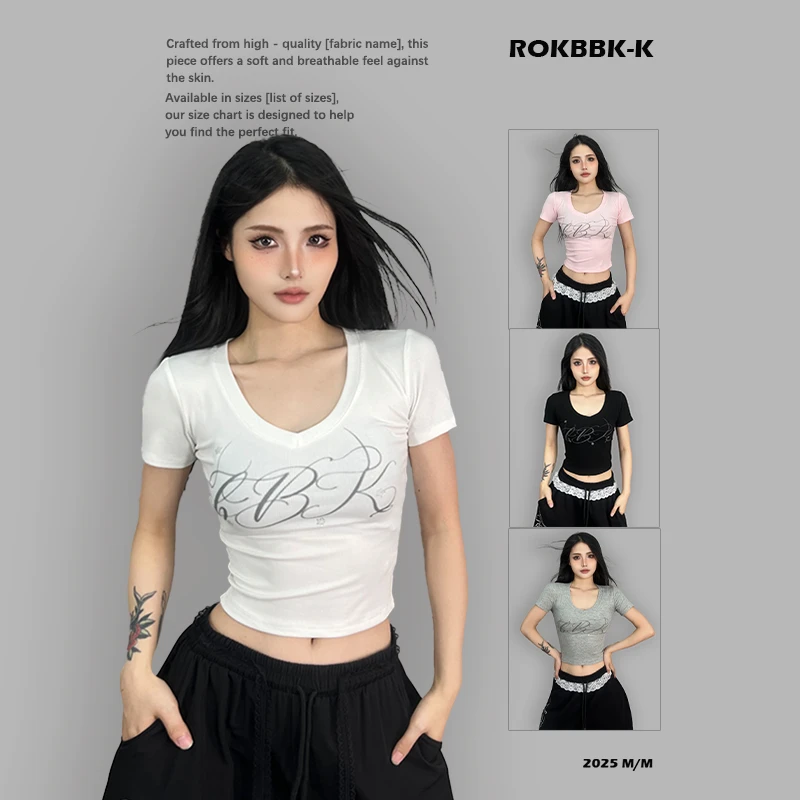 ROKBBK-K/布韩街舞潮牌运动T恤女宽松版型休闲嘻哈jazz爵士舞短袖