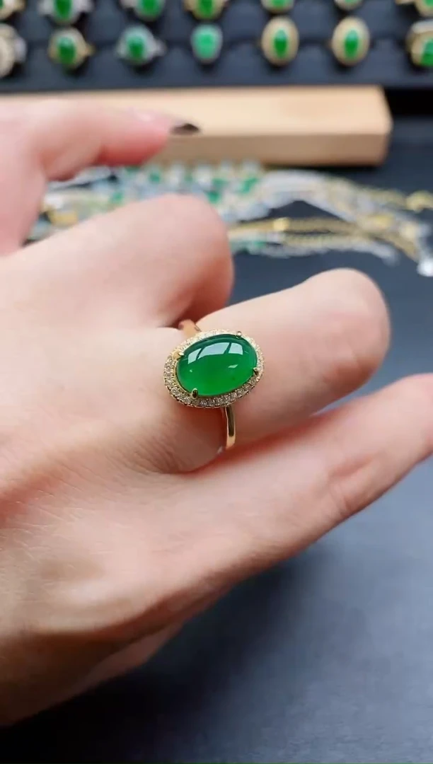 银S925镶嵌戒指翡翠1