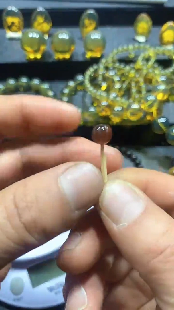 琥珀颈饰未镶嵌天然缅甸琥珀南瓜珠