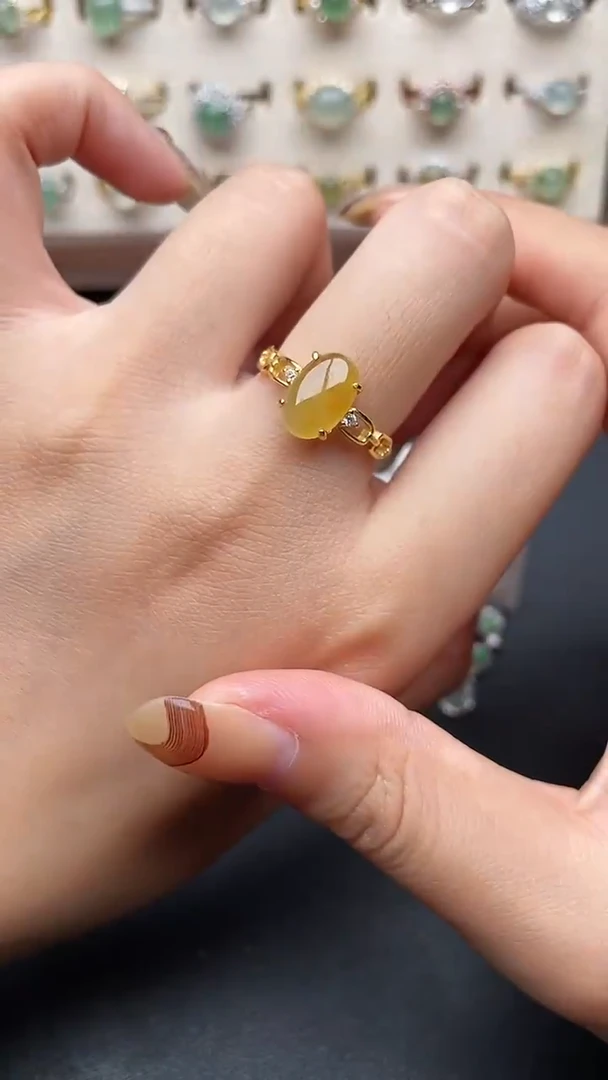 翡翠戒指银S925镶嵌一物一证一礼盒