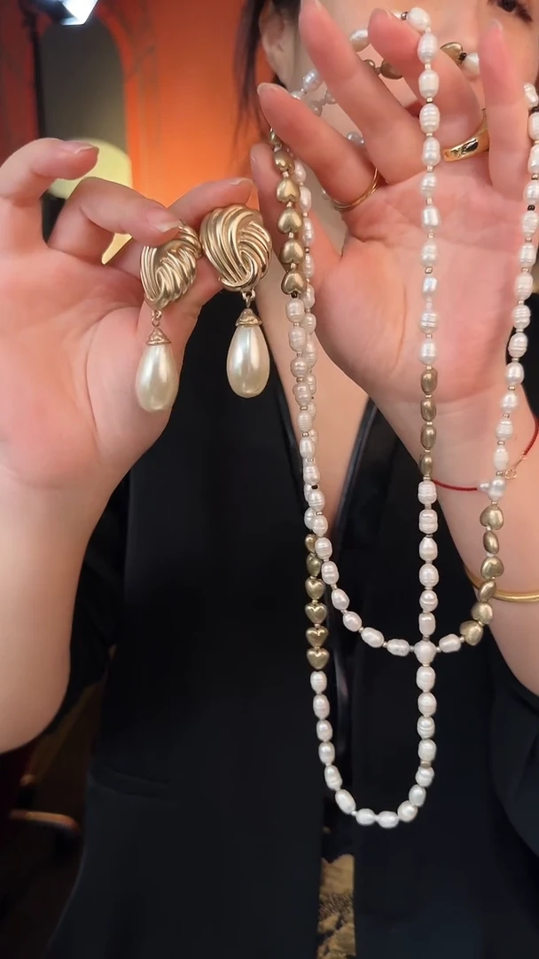 合金无合金无孤品不折腾系列白色珠珠项链耳针套装不退