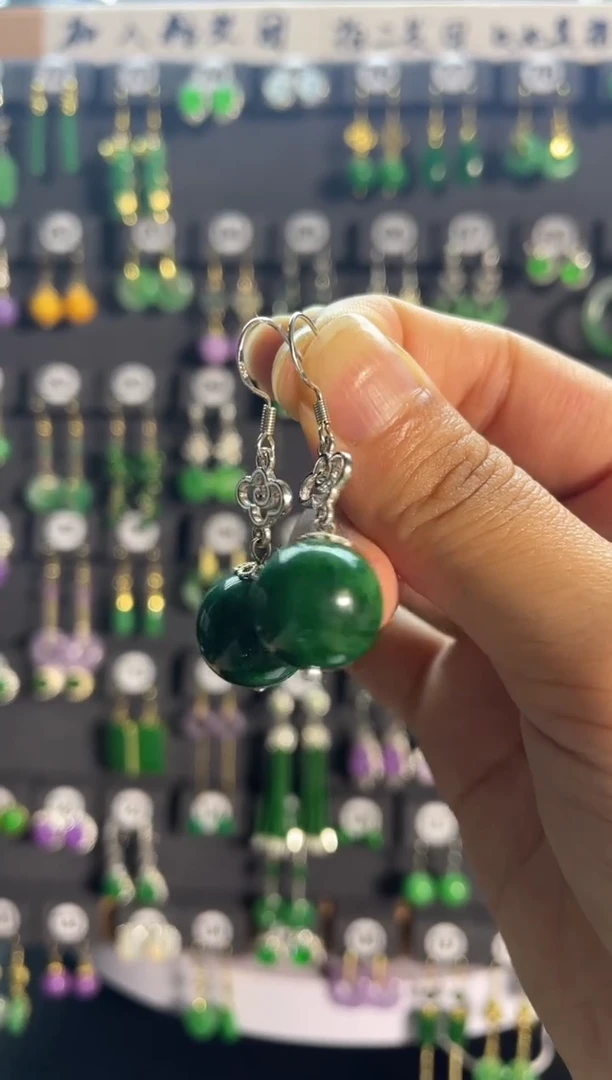 【闪购商品】翡翠耳饰银S925镶嵌021