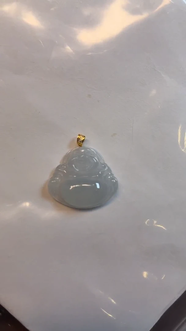 颈饰18K金镶嵌翡翠高冰佛公吊坠