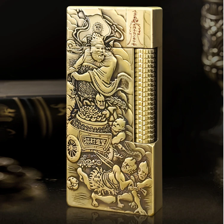MYON勉牌M3五鬼运财原铜色点漆浮雕工艺欧洲一机一码煤油打火机