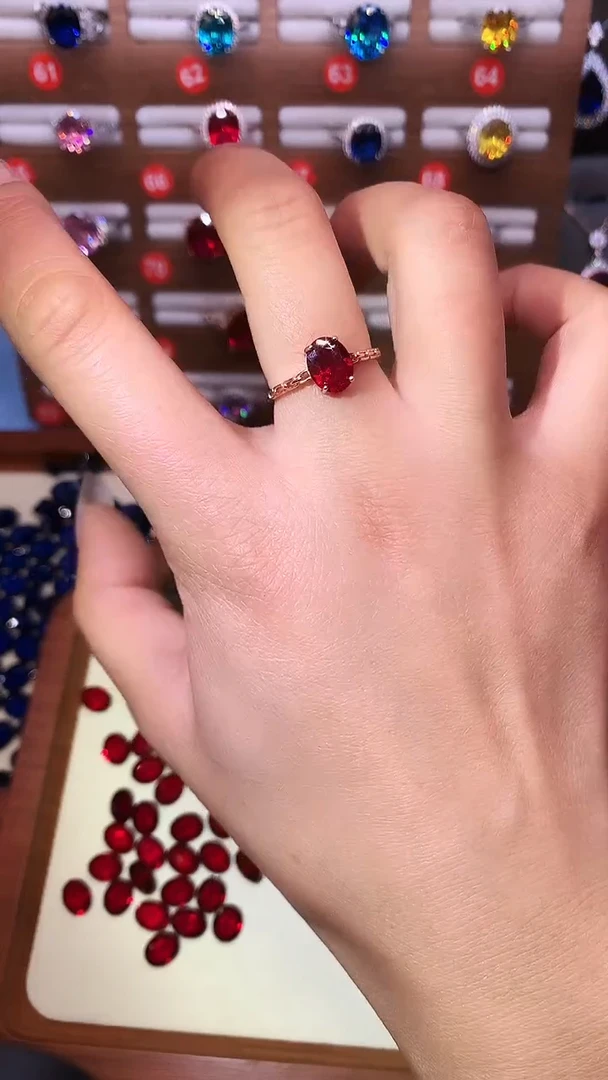 银S925镶嵌戒指红宝石........