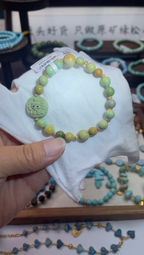 银S925镶嵌绿松石手串95