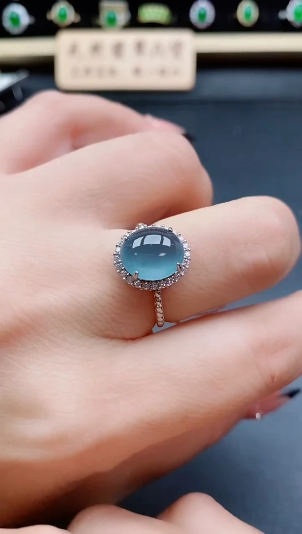 银S925镶嵌戒指翡翠1